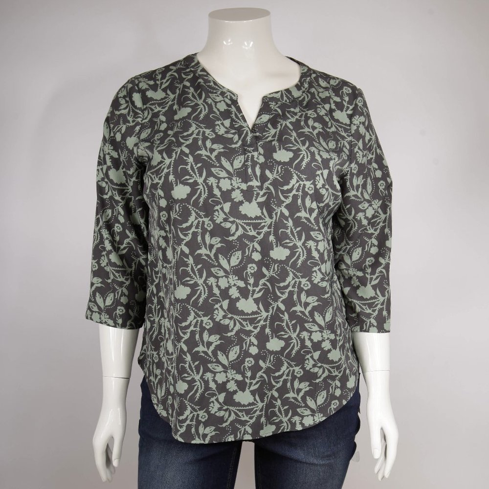 Christopher&Banks green floral print blouse XL
